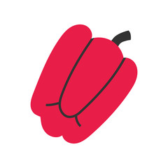 Bell sweet pepper vegetable, simpe isolated hand drawn illustration, cute cartoon hand made icon, cooking ingredient clip art for cooking menu, cafe, restaurant or farming market.
