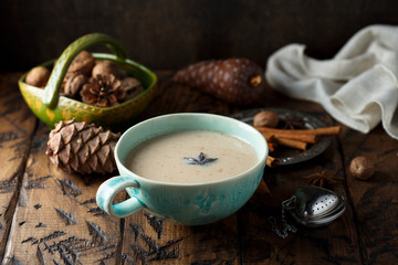 Homemade masala tea with spices