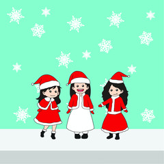 hand drawn kids in christmas costumes