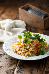 Homemade turnip salad with fresh cilantro