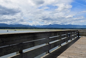 boardwalk view at the Comox Valley Marina, Comox Vancouver Island, BC Canada