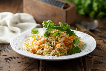 Homemade turnip salad with fresh cilantro