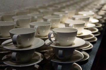 Many empty cups for coffee