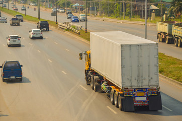 Logistic by Container truck on the road