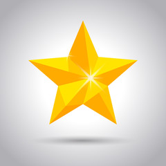 Shiny yellow star icon. Golden vector symbol on white background