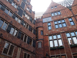 A historic red-brick building with an interesting trick, Bremen, Germany