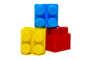 colorful building blocks isolated on white background