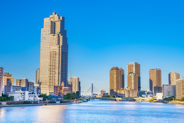 東京の都市風景 隅田川ウォータフロント(隅田川テラス)