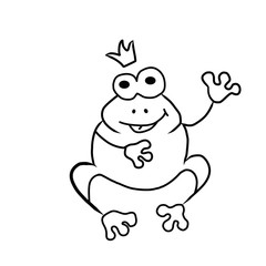 Doodle frog, black and white. Vector illustration.