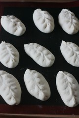 Dough pies with flour for cooking macro