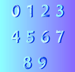 Abstract Numbers Font Set - ruff digits 1, 2, 3, 4, 5, 6, 7, 8, 9, 0 composition with Roughness. Unique collection for wedding invites decoration & many other concept ideas. vector illustration.