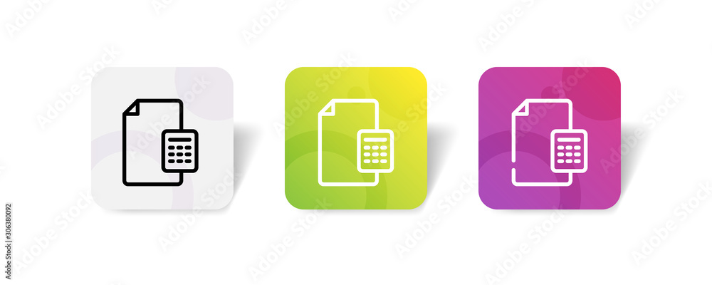 Poster file with calculator line / outline icon style