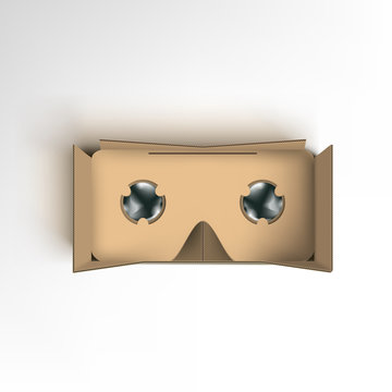 Real 3D Cardboard VR Glasses Isolated On White