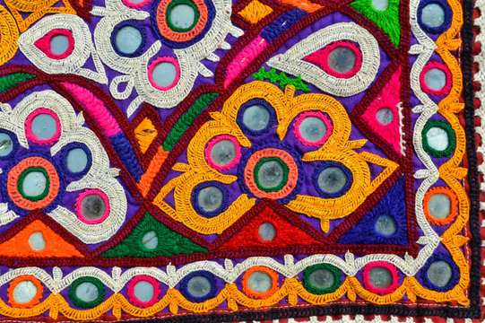 Kolkata handmade embroidery,Close up of traditional handmade,Pakistani embroidery close up view,