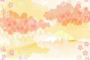 桜と富士の背景イラスト