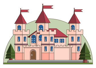 Castle. Isolated on white background. Vector illustration.