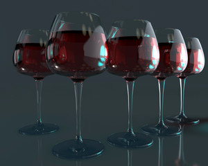 3d illustration vine glasses background texture with window and light reflexion