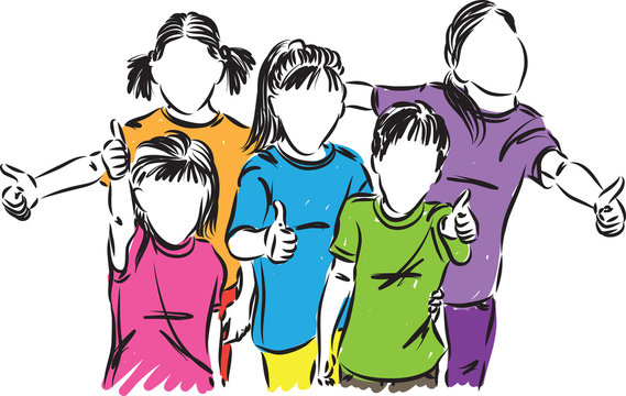 kids children thumbs up vector illustration