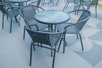 table restaurant, Black and white table table restaurant Thailand country