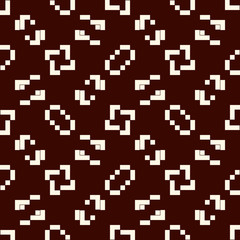 Repeated creative puzzle mosaic. Geometric seamless pattern design. Pixel art surface texture. Contemporary camouflage
