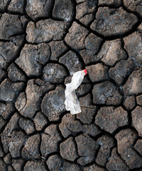 Wrinkled plastic bottle on the ground