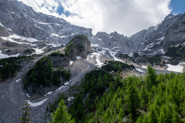 Traces of snow on the mountains of Jezersko, Slovenia