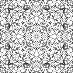 Abstract dotted seamless pattern with mandala flower. Mosaic, tile. Floral background. Vector illustration.     