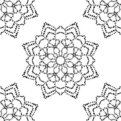 Abstract dotted seamless pattern with mandala flower. Mosaic, tile. Floral background. Vector illustration.     