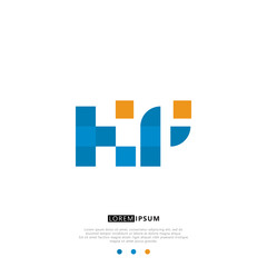 KP K P Logo Monogram with Blue and yellow Colors. modern letter logo design