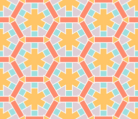 Abstract geometric seamless pattern.  Ornamental geometrical background. Mosaic, tail. Wrapping paper. Vector illustration.          