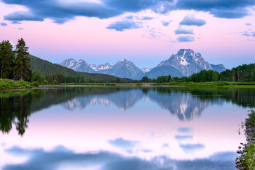 Morning View of Grand Teton and Calm Water at Oxbow Bend