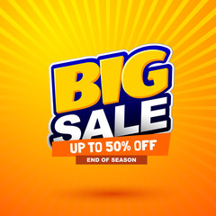 Big sale special offer banner. Bright creative design. Happy and funny style. Can be use for kids product discount.
