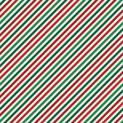 Seamless pattern in Christmas traditional colors with classic motif. Diagonal stripes background. Thin line wallpaper