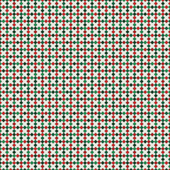 Seamless pattern in Christmas traditional colors with crosses motif. Modern mosaic, stained glass wallpaper.