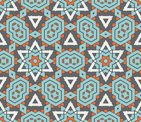 Abstract geometric seamless pattern.  Ornamental geometrical background. Mosaic, tail. Wrapping paper. Vector illustration.          
