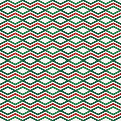 Seamless pattern in Christmas traditional colors with geometric figures. Repeated diamond ornamental background.
