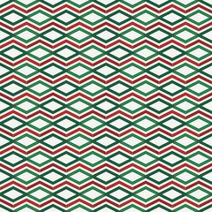 Seamless pattern in Christmas traditional colors with geometric figures. Repeated diamond ornamental background.