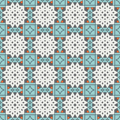 Abstract geometric seamless pattern.  Ornamental geometrical background. Mosaic, tail. Wrapping paper. Vector illustration.          