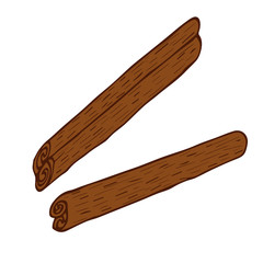 Cinnamon sticks spice two options in doodle style isolated on white background vector stock illustration for design and decoration, for decal and interior decoration elements of winter decor