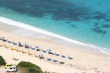 Wide sandy beach on the island of Kefalonia