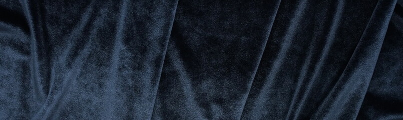 Long banner velvet texture dark grey color background, expensive luxury fabric,  wallpaper. copy space