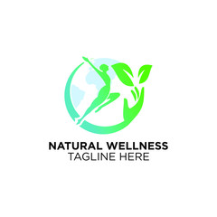 natural wellness with hand leaf logo templates