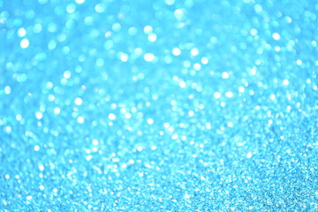 Fototapeta na wymiar Beautiful Abstract Sparkle Glitter Lights Background. Sky Blue, Azure, Cerulean. Shine Bokeh Effect. For party, holidays, celebration.