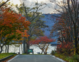 Small town at autumn near Lake Towada