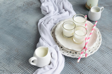 Fresh milk beverage. Healthy nutrition ingredient, dairy themes