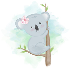 Cute koala hand drawn animal illustration watercolor © kheat