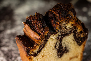 Panque de chocolate, fotografía de un pan.