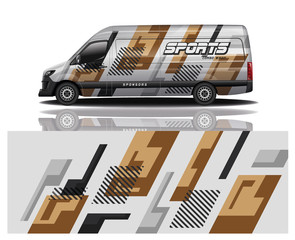 van car decal wrap design vector