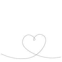 Heart background valentine day design, one line draw vector illustration