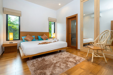 Modern and spacious bedroom in luxury home